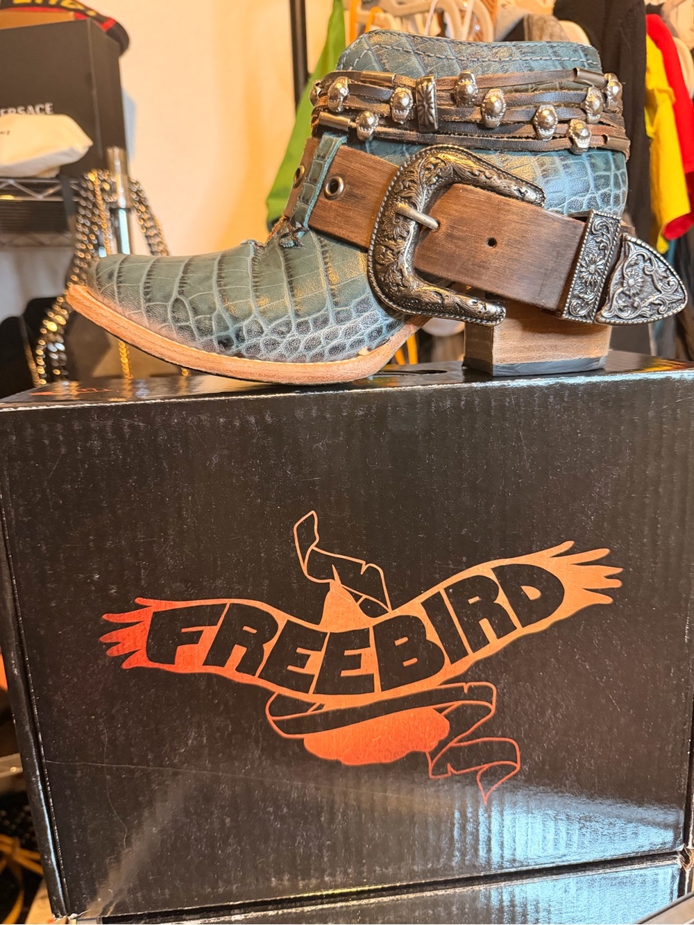 Freebird Saloon Turquoise Croco SIZE 8 - Picture 2 of 7